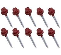 AERZETIX - C57202 - Set di 10 - Vite autoperforante metallo su legno Ø4.8x55mm + rondella di tenuta EPDM - verniciato in colore rosso marrone RAL 3011 - impronta testa 8mm esagonale - in acciaio