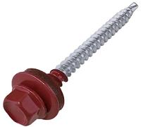 AERZETIX - C57202 - Set di 50 - Vite autoperforante metallo su legno Ø4.8x55mm + rondella di tenuta EPDM - verniciato in colore rosso marrone RAL 3011 - impronta testa 8mm esagonale - in acciaio