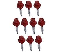 AERZETIX - C57203 - Set di 10 - Vite autoperforante metallo su legno Ø4.8x35mm + rondella di tenuta EPDM - verniciato in colore rosso marrone RAL 3011 - impronta testa 8mm esagonale - in acciaio
