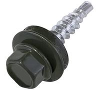 AERZETIX - C57211 - Set di 50 - Vite autoperforante metallo su legno Ø4.8x25mm + rondella di tenuta EPDM - verniciato in colore grigio antracite RAL 7016 - impronta testa 8mm esagonale - in acciaio