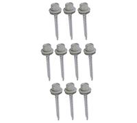 AERZETIX - C57222 - Set di 10 - Vite autoperforante metallo su legno Ø4.8x55mm + rondella di tenuta EPDM - verniciato in colore alluminio bianco RAL 9006 - impronta testa 8mm esagonale - in acciaio