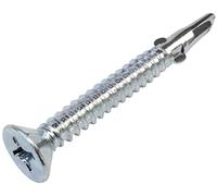 AERZETIX - C57400 - Set di 50 viti autoperforanti a testa fresata con alette Ø5.5x50mm - per legno su metallo - impronta della testa PH 3 - DIN 7504P - in acciaio - colore argento