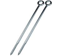 Aerzetix - C58292 - Set di 2 ganci a vite con occhiello anello Ø12x345mm per ponteggio tubolare - rete legno - fissaggio a parete - in acciaio - colore argento