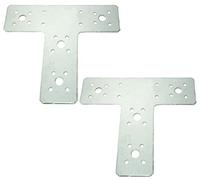 AERZETIX - C58425 - Set di 2 Piastre di montaggio a forma di "T" perforate 160x140x45x2.5mm - 4 fori x Ø10mm e 20 fori x Ø4mm - in acciaio zincato