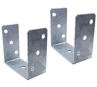 AERZETIX - C58612 - Set di 2 Basi supporti piedi per palo in "U" 80x125x60mm da fissare in calcestruzzo - in acciaio S235 - colore argento