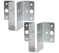 AERZETIX - C58644 - Set di 2 staffe per travi con ali esterne 25x45x77mm - scarpa del travetto con 14 fori - in acciaio zincato Z275