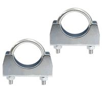 AERZETIX - C59055 - Set di 2 Morsetti di serraggio a forma di "U" e 2 dadi M6x60mm - per tubo 1" ~34mm - fissaggio tubo scarico silenziatore - in acciaio zincato - colore argento