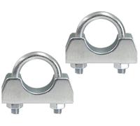 AERZETIX - C59056 - Set di 2 Morsetti di serraggio a forma di "U" e 2 dadi M6x42mm - per tubo 1/2" ~21mm - fissaggio tubo scarico silenziatore - in acciaio zincato - colore argento
