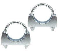 AERZETIX - C59057 - Set di 2 Morsetti di serraggio a forma di "U" e 2 dadi M8x80mm - per tubo 1 1/2" ~49mm - fissaggio tubo scarico silenziatore - in acciaio zincato - colore argento
