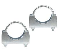 AERZETIX - C59058 - Set di 2 Morsetti di serraggio a forma di "U" e 2 dadi M6x69mm - per tubo 1 1/4" ~42mm - fissaggio tubo scarico silenziatore - in acciaio zincato - colore argento