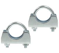 AERZETIX - C59070 - Set di 2 Morsetti di serraggio a forma di "U" e 2 dadi M6x48mm - per tubo 3/4" ~27mm - fissaggio tubo scarico silenziatore - in acciaio zincato - colore argento