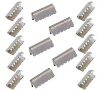 Aerzetix - C59076 - Set di 15 punte di cinghia con griffe a crimpare 15x6mm - clip pinza per tracolla bretelle cintura - colore argento - in metallo