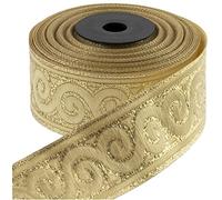 AERZETIX - C60660 - Rotolo nastro striscia ~9m x 33mm jacquard colore: dorato con motivo chiocciola - tessuto ricamo artigianato vestiti merceria creativo hobby decorazione cucito medievale