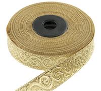 AERZETIX - C60664 - Rotolo nastro striscia ~9m x 16mm jacquard colore: dorato con motivo chiocciola - tessuto ricamo artigianato vestiti merceria creativo hobby decorazione cucito medievale