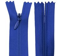 Aerzetix - C60989 - Set di 20 Cerniere Invisibili 25cm - Colore: Blu Reale - Non separabili con tiretto Palla da Rugby Materia inestensibile - Cerniera Lampo