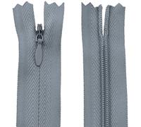 Aerzetix - C60997 - Set di 20 Cerniere Invisibili 30cm - Colore: Grigio Piombo - Non separabili con tiretto Palla da Rugby Materia inestensibile - Cerniera Lampo