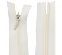 Aerzetix - C61072 - Set di 20 Cerniere Invisibili 45cm - Colore: Bianco Seta - Non separabili con tiretto Palla da Rugby Materia inestensibile - Cerniera Lampo