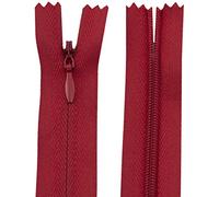 Aerzetix - C61081 - Set di 20 Cerniere Invisibili 50cm - Colore: Rosso Lampone - Non separabili con tiretto Palla da Rugby Materia inestensibile - Cerniera Lampo