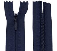 Aerzetix - C61100 - Set di 20 Cerniere Invisibili 55cm - Colore: Blu Scuro - Non separabili con tiretto Palla da Rugby Materia inestensibile - Cerniera Lampo