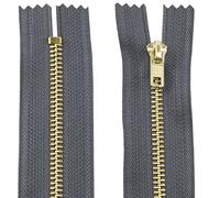 Aerzetix - C61314 - Set di 2 Cerniere Non separabili 20cm in Metallo - Cerniera Lampo - Colore Grigio Buio - Cucito pelletteria Borse Gonna Abito Vestiti Pantaloni merceria