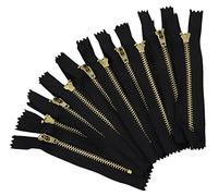 Aerzetix - C61360 - Set di 10 Cerniere Non separabili 10cm in Metallo - Cerniera Lampo - Nero - tiretto cursore pelletteria Cucito Jeans Gonna Vestiti Pantaloni merceria