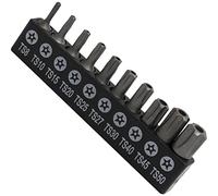 AERZETIX - C62859 - Set di 10 punte 1/4'' T8,T10,T15,T20,T25,T27,T30,T40,T45,T50 - per vite inviolabile di sicurezza - supporto/kit per cacciavite - stella a 5 lati - acciaio S2