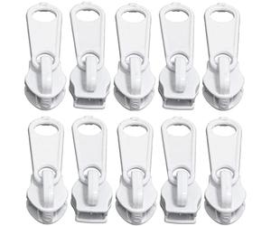 Aerzetix - C62861 - Set di 10 cursori N°5 Non bloccabile per Cerniera Lampo a Spirale in Nylon - Colore: Bianco - in Metallo - Gonna Vestito pelletteria Confezione Cuscino
