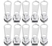 Aerzetix - C62909 - Set di 10 cursori N°3 Non bloccabile per Cerniera Lampo a Spirale in Nylon - Colore: Bianco - in Metallo - Gonna Vestito pelletteria Confezione Cuscino