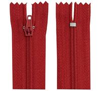Aerzetix - C63291 - Set di 10 Cerniere Lampo a Spirale N°3 Non separabile 22cm in Nylon - cursore autobloccante in Metallo - Colore Rosso Lampone - Abbigliamento Cucito Pantaloni merceria