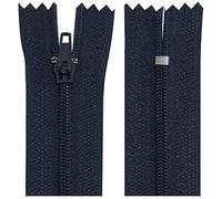 Aerzetix - C63338 - Set di 10 Cerniere Lampo a Spirale N°3 Non separabile 25cm in Nylon - cursore autobloccante in Metallo - Colore Blu Granito - Abbigliamento Cucito Pantaloni merceria