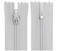 Aerzetix - C63438 - Set di 10 Cerniere Lampo a Spirale N°3 Non separabile 35cm in Nylon - cursore autobloccante in Metallo - Colore Grigio Chiaro - Abbigliamento Cucito Pantaloni merceria