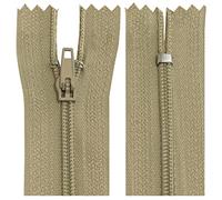 Aerzetix - C63466 - Set di 10 Cerniere Lampo a Spirale N°3 Non separabile 40cm in Nylon - cursore autobloccante in Metallo - Colore Beige Scuro - Abbigliamento Cucito Pantaloni merceria