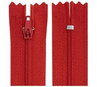 Aerzetix - C63524 - Set di 10 Cerniere Lampo a Spirale N°3 Non separabile 55cm in Nylon - cursore autobloccante in Metallo - Colore Rosso - Abbigliamento Cucito Pantaloni merceria