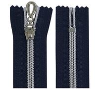 Aerzetix - C64063 - Set di 2 Cerniere Lampo a Spirale N°5 16cm Non separabile autobloccante - Rete in Nylon Argento - tiretto cursore in Metallo - Colore Blu Scuro - merceria