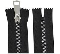 Aerzetix - C64138 - Set di 5 Cerniere Lampo iniettate N°5 16cm autobloccante Non separabile - tiretto Decorativo in Metallo - Colore Nero/Argento - Rete cursore merceria Cucito Abbigliamento Borsa