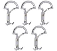 Aerzetix - C64365 - Set di 5 Ganci appendi da parete tripli 145x92x44mm - gancio/appendiabiti sospensione cappello accappatoio bagno asciugamano doccia WC - in metallo - finitura argento opaco