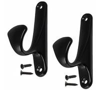 Aerzetix - C64369 - Set di 2 Ganci appendi da parete 90x25x47mm - gancio/appendiabiti sospensione cappello accappatoio bagno asciugamano doccia WC - in metallo - colore nero