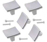 Aerzetix - C64416 - Set di 5 pomelli quadrati per porte di mobili altezza 27/20mm - maniglia bottone armadio cassetto decorazione cucina soggiorno assemblaggio - in metallo - finitura: argento opaco