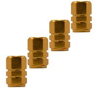 AERZETIX - C64520 - Set di 4 Cappucci/tappi delle valvola pneumatici auto a forma esagonale - colore dorato - in alluminio - ruote accessori tuning auto-moto decorazione camion SUV veicolo