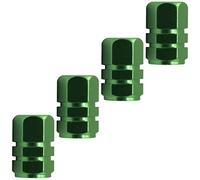 AERZETIX - C64521 - Set di 4 Cappucci/tappi delle valvola pneumatici auto a forma esagonale - colore verde - in alluminio - ruote accessori tuning auto-moto decorazione camion SUV veicolo