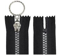 Aerzetix - C64841 - Set di 5 Cerniere Lampo iniettate N°5 16cm autobloccante Non separabile - tiretto Decorativo in Metallo - Colore Nero/Argento - Rete cursore merceria Cucito Abbigliamento Borsa