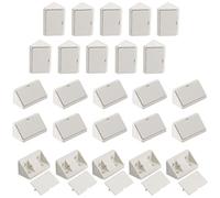 AERZETIX - C65770 - Set di 25 staffe angolari 42x27mm in plastica con coperchio - raccordo di montaggio mobile - supporto mensola fissaggio pannelli armadio vite ebanista - colore bianco