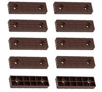 Aerzetix - C65815 - Set di 10 pattini/piedini per mobili 56x16x7mm in plastica per avvitare rettangolari - colore marrone - tavolo armadio cassettiera letto cuneo protezione pavimento altezza