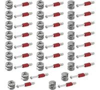 AERZETIX - C65852 - Set di 25 raccordi di montaggio eccentrici da incasso + 25 prigionieri Ø6x44mm - per pannello da 16mm - in acciaio - falegname ebanista mobili legno MDF melaminico armadio