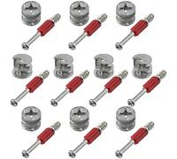 AERZETIX - C65853 - Set di 10 raccordi di montaggio eccentrici da incasso + 10 prigionieri Ø6x44mm - per pannello da 18mm - in acciaio - falegname ebanista mobili legno MDF melaminico armadio