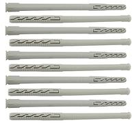 AERZETIX - C67088 - Set di 10 tasselli universali 10x200mm con flangia smussata/fresata - in poliammide - muratura fissaggio calcestruzzo mattone cemento lavori edilizia vite costruzione