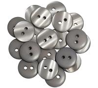 AERZETIX - C67899 - Set di 20 Bottoni per cucire rotondi Ø15mm con 2 fori - 24L L24 - colore grigio - in plastica - sartoria merceria cucito abbigliamento moda decorazione