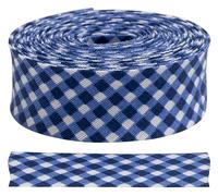 Aerzetix - C68029 - Nastro sbieco Decorativo 4.5 Metri x 20mm con Motivo Quadrati - Colore Blu/Bianco - in Poliestere/Cotone