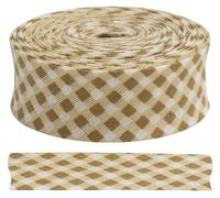 Aerzetix - C68031 - Nastro sbieco Decorativo 4.5 Metri x 20mm con Motivo Quadrati - Colore Marrone/Bianco - in Poliestere/Cotone