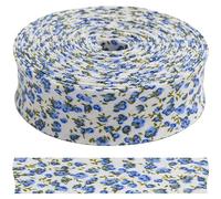 Aerzetix - C68033 - Nastro sbieco Decorativo 4.5 Metri x 20mm Motivo Fiori - in Poliestere/Cotone - Colore Principale: Blu